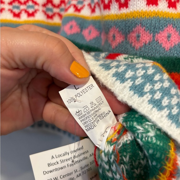 Colorful Fair Isle Nordic Sweater Cozy Winter Ski Lodge Knit Boden Style L - Picture 4 of 7